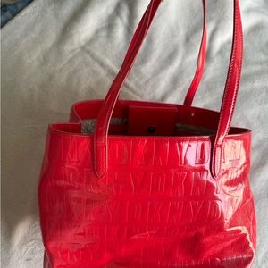 DKNY Glossy Red Embossed Tote